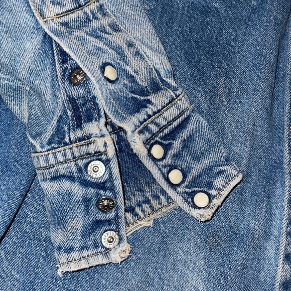 70s blue jean Pearl snap button Volkswagen bug shirt jacket - Picture 3 of 7